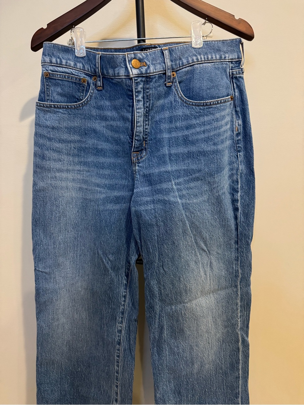 J. Crew Women's Size 29 Full Length Wide Leg Jeans Blue Wash Denim - Picture 5 of 8